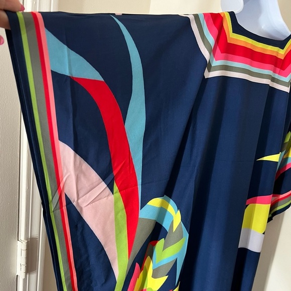 Boho V Neck Multicolor Maxi Kaftan Cover Up Dress - Picture 10 of 12